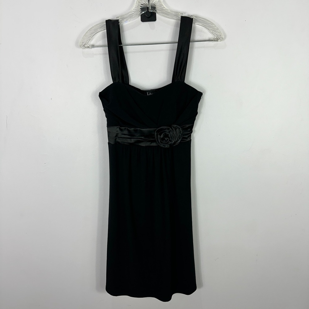 VTG Y2K Taboo Black Babydoll Mini Dress Womens Medium Satin Rosette Fairy